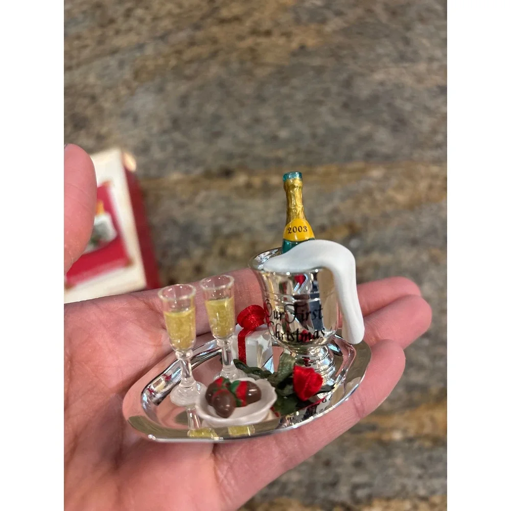 Hallmark Keepsake Ornament 2003 Our First Christmas Champagne Bucket Silver Tray